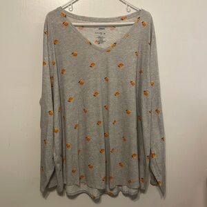 Sonoma long sleeve gray shirt with peach design all over size 3X